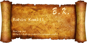 Bahis Kamill névjegykártya